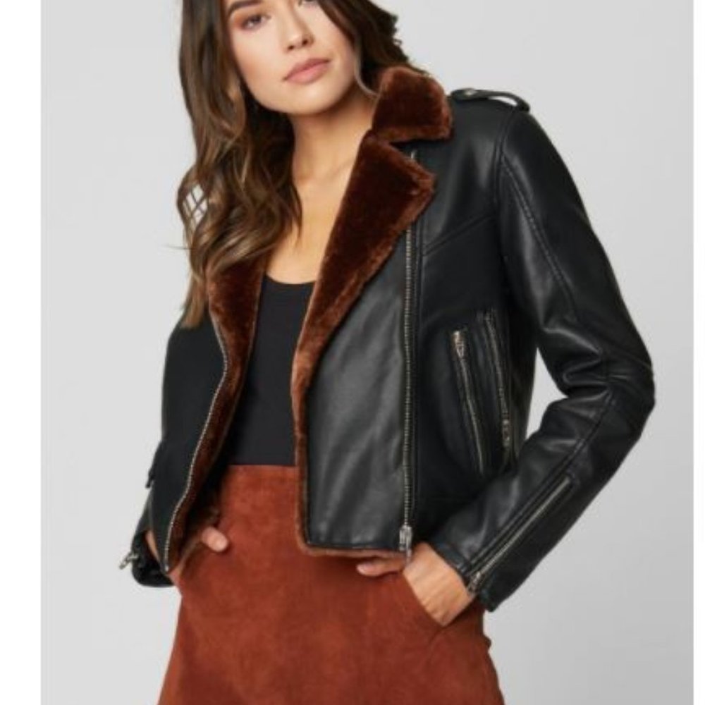 Blank Nyc Dreamers Fur & Faux Leather Moto Jacket - Picture 15 of 16